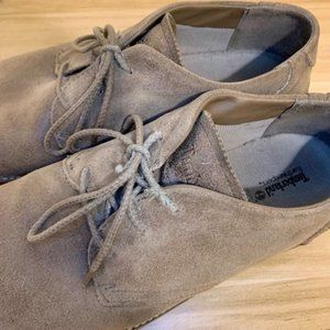 Oxford 3-Eye Tie Shoes Anti-Fatigue Brown Tan Taupe Front Country Travel
